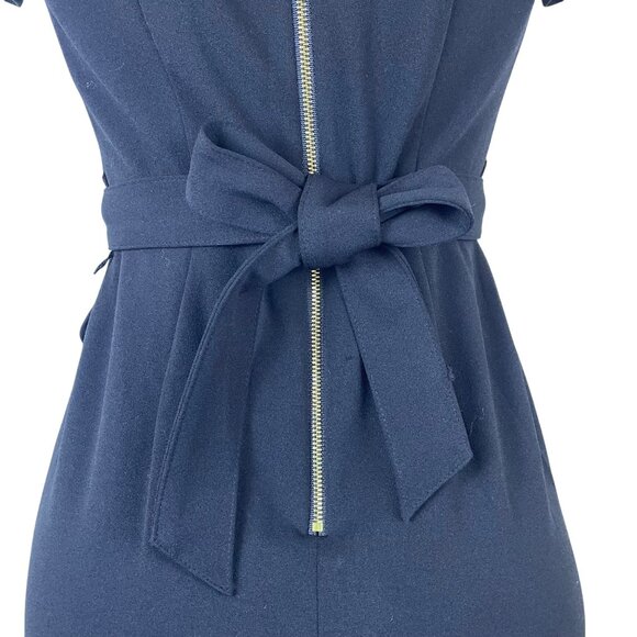 Calvin Klein Women’s Black Polyester Short-Sleeve Ruffle Hem Belted Dress Size 2 - Picture 6 of 9